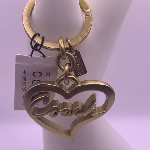 Coach Brass Script Heart Keychains - Picture 2 of 5